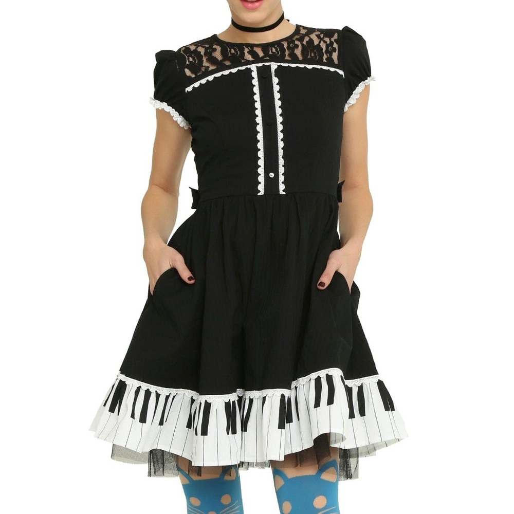Hot Topic Piano Key Ruffle Dress